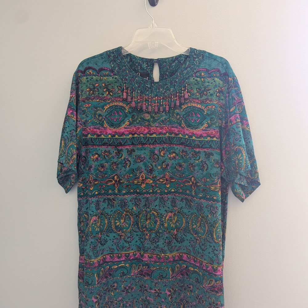 Carole Little Teal and Purple Paisley Top